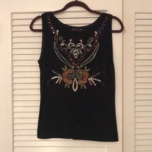 Embroidered black top